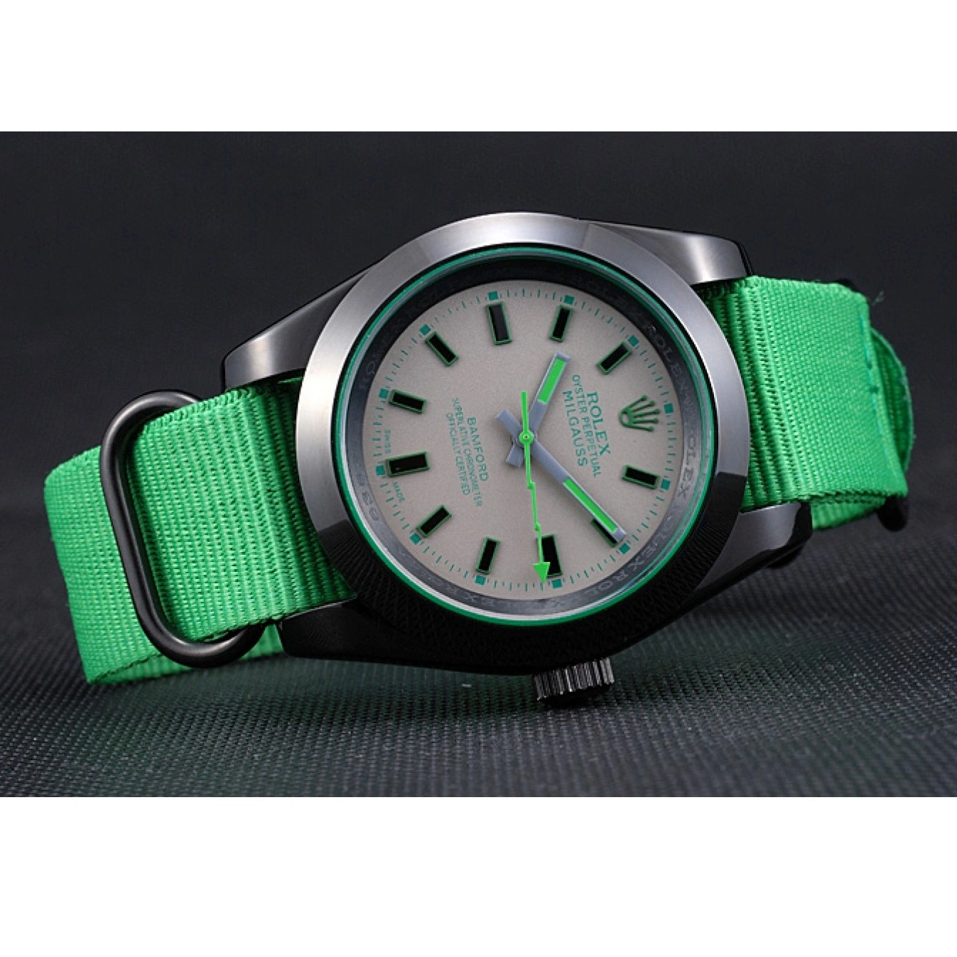 AAA replica watch Strap Milgauss Bamford 622004 Green Rolex Nylon 0723